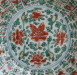 A Chinese famille verte, or Kangxi wucai, saucer with an attractive underglaze blue hare mark